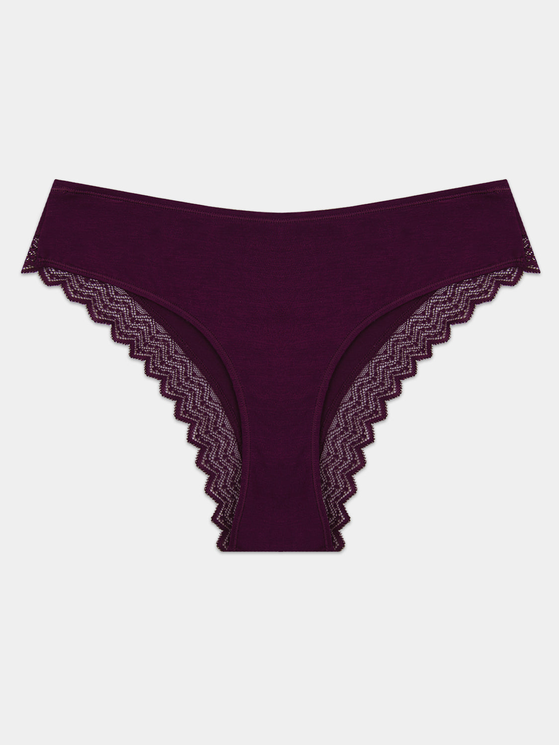 ZigZag Lace Brazilian Knicker - Black Cherry