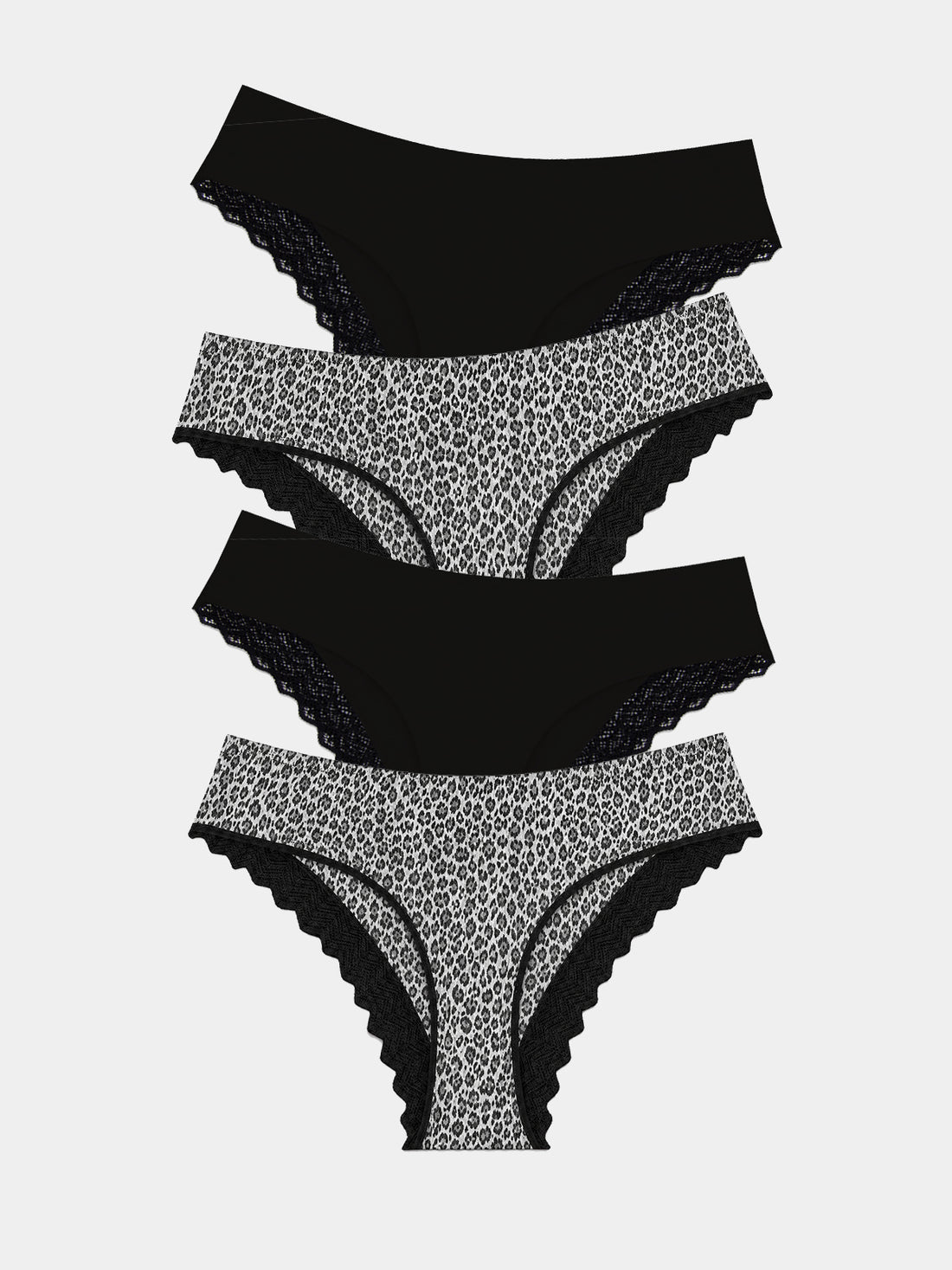 ZigZag Lace Brazilian Knicker Four Pack - Leopard