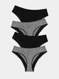 ZigZag Lace Brazilian Knicker Four Pack - Leopard