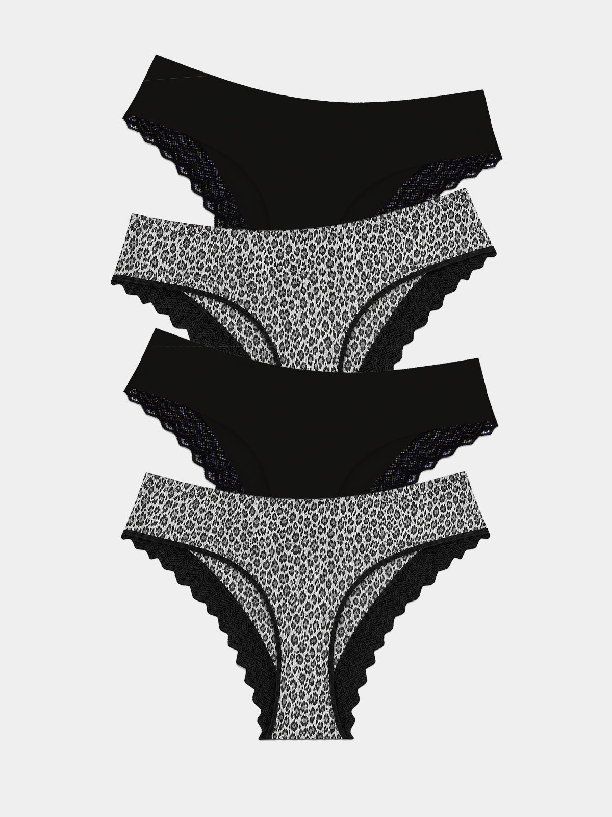 ZigZag Lace Brazilian Knicker Four Pack - Leopard