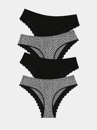 ZigZag Lace Brazilian Knicker Four Pack - Leopard