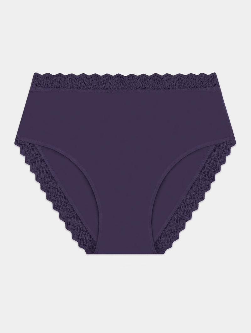 ZigZag Lace High Rise Knicker - Night Fog