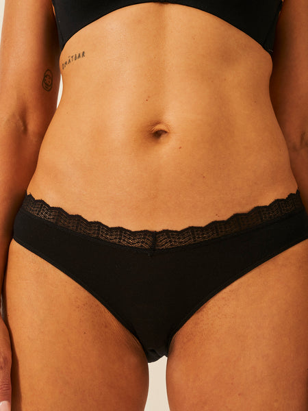 ZigZag Lace Original Knicker Four Back - Black