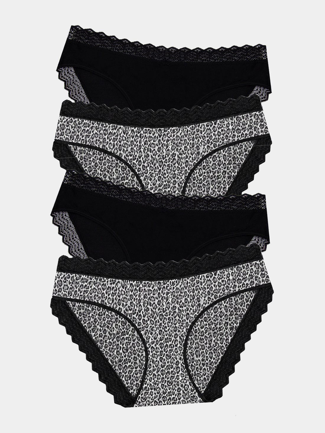 ZigZag Lace Original Knicker Four Pack - Leopard