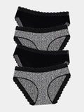 ZigZag Lace Original Knicker Four Pack - Leopard