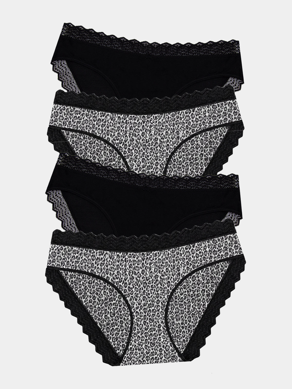 ZigZag Lace Original Knicker Four Pack - Leopard
