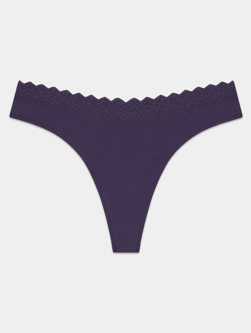 ZigZag Lace Thong - Night Fog