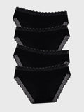 ZigZag Lace Original Knicker Four Pack - Black