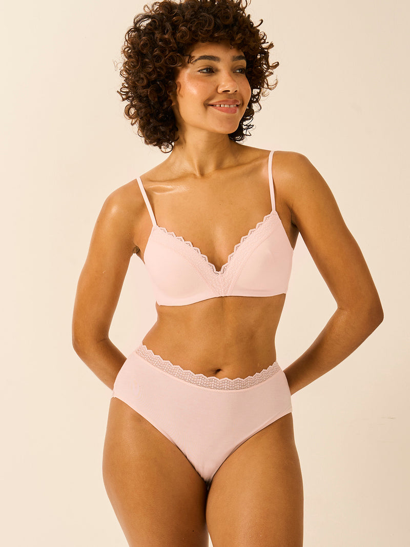 ZigZag Lace High Rise Knicker - Pink-a-Boo