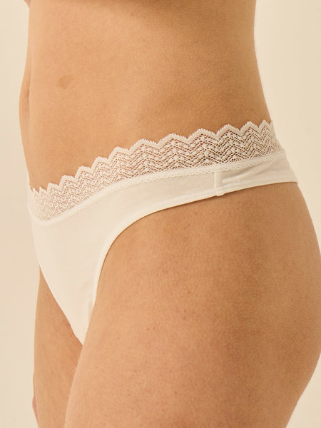 ZigZag Lace Thong - White