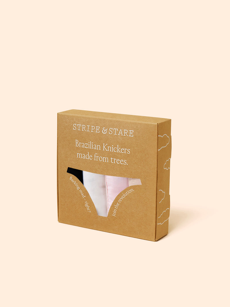 ZigZag Lace Brazilian Knicker Four Pack - Sand Essentials