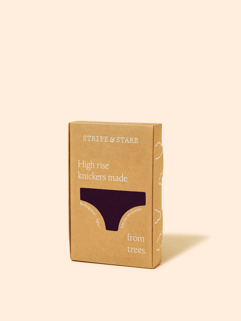 High Rise Knicker - Black Cherry & Pink Pop