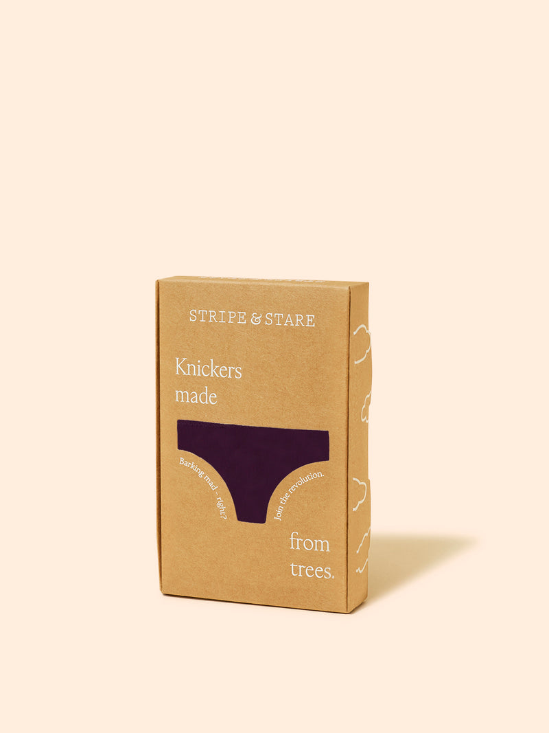 Mid Rise High Leg Knicker - Black Cherry & Pop Pink