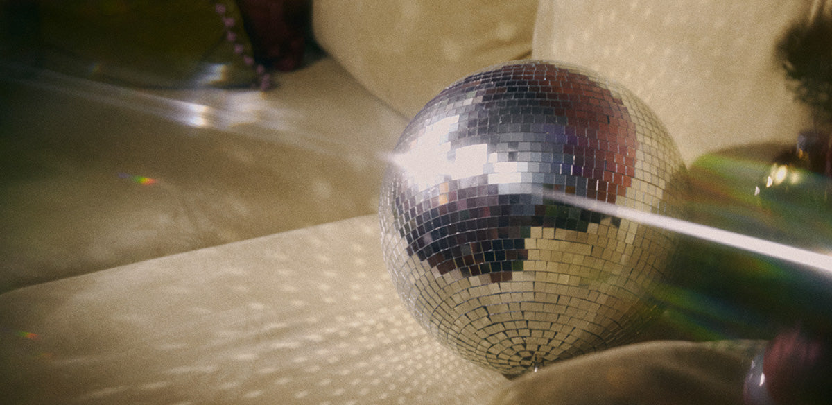 disco ball on sofa