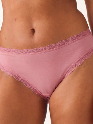 Mid Rise High Leg Knicker - Dusky Pink
