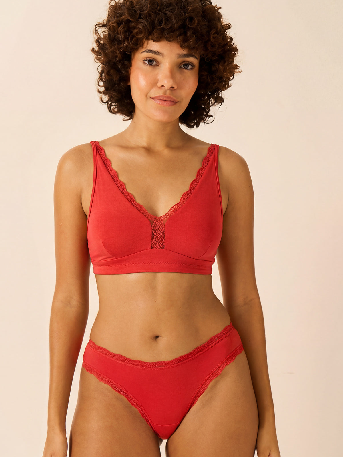 Lace Plunge Bra - Hibiscus