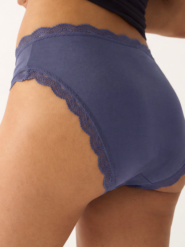 Mid Rise High Leg Knicker - Indigo Blue