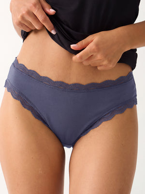 Mid Rise High Leg Knicker - Indigo Blue