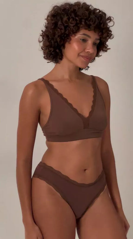 Lace Plunge Bra - Chocolate