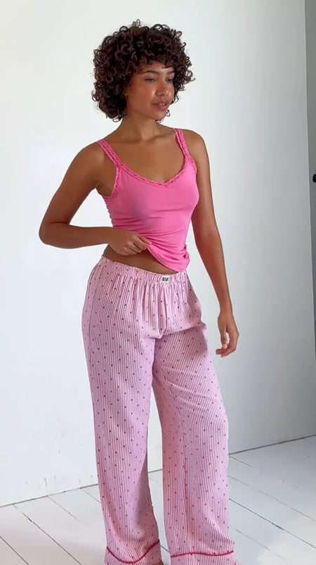 Soft Brushed Woven Pyjama Bottoms - Hearts