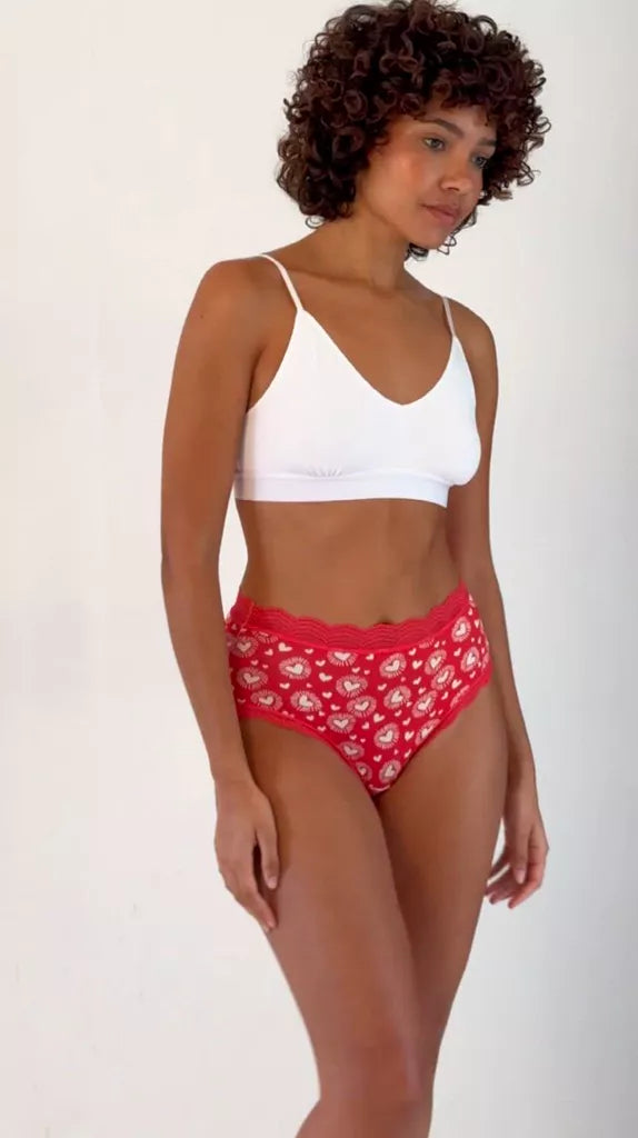 High Rise Knicker Four Pack - Hearts on Fire