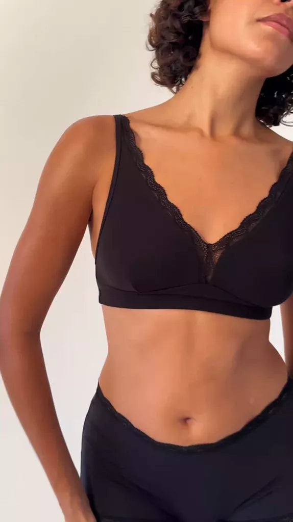 Lace Plunge Bra - Black