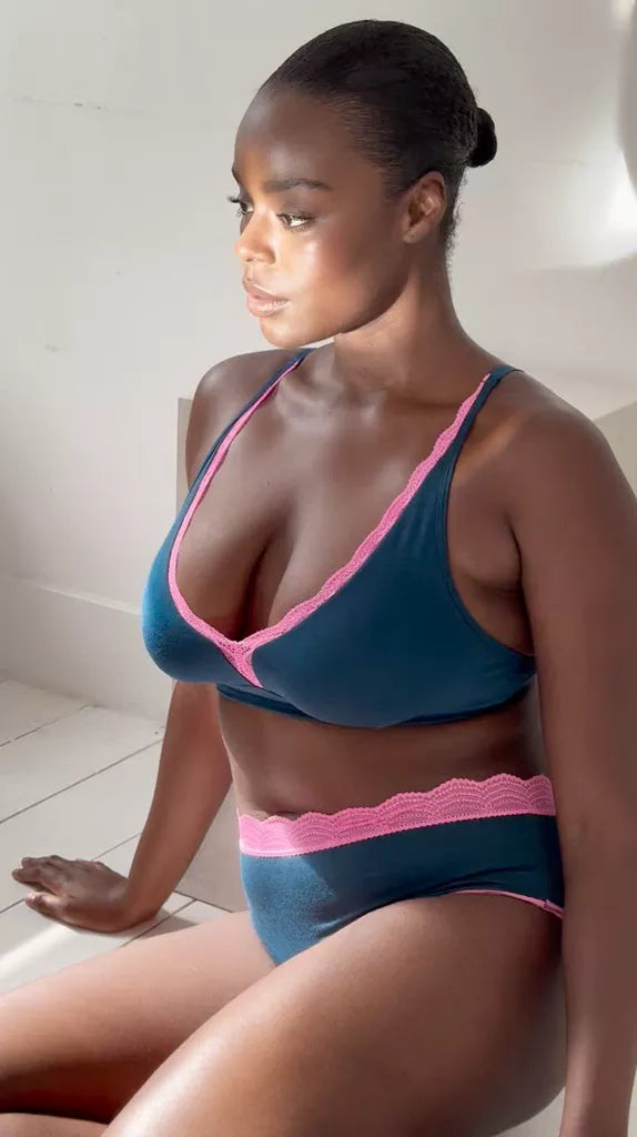 Lace Plunge Bra - Midnight Neon Pink Wholegood Inter-United Ltd