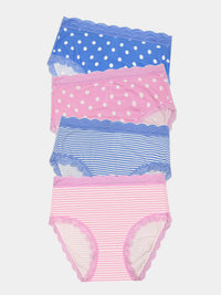 High Rise Knicker Four Pack - Spots & Stripes