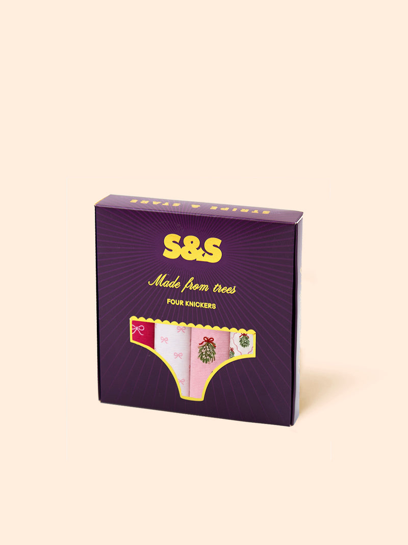 The Original Knicker Four Pack - Mistletoe Kisses