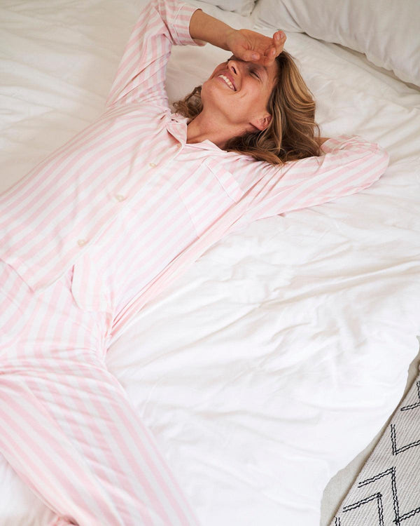 Long Pyjama Set - Pale Pink Stripe Stripe & Stare