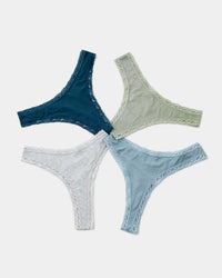 Thong Four Pack - Khaki Mix Stripe & Stare