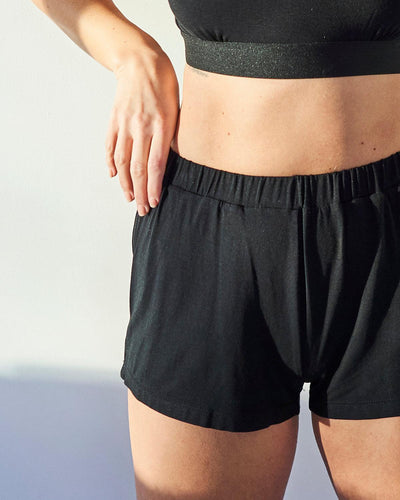 Pyjama Shorts - Black Stripe & Stare