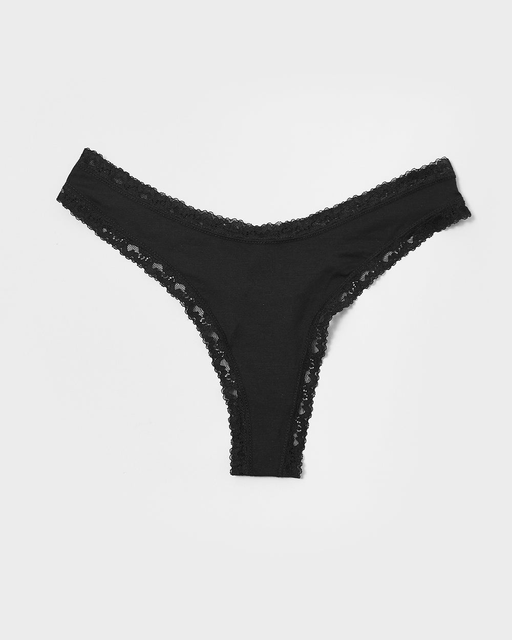 Thong - Black  Sustainable TENCEL™ Lace Underwear – Stripe & Stare