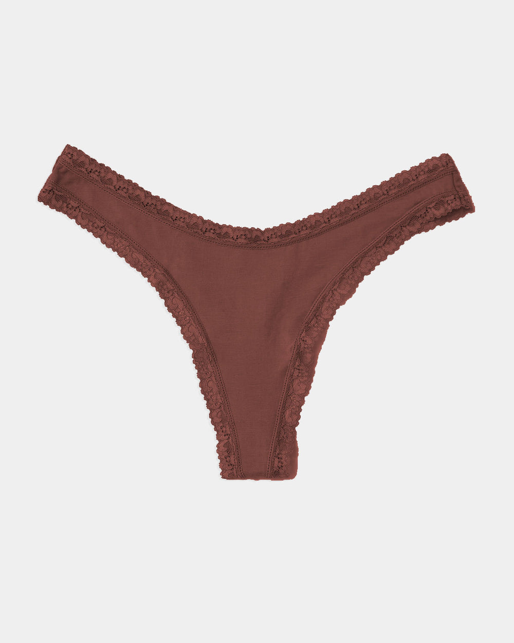 Thong - Cocoa  Sustainable TENCEL™ Lace Underwear – Stripe & Stare