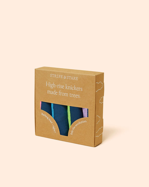 High Rise Knicker Four Pack - Midnight Neon Stripe & Stare