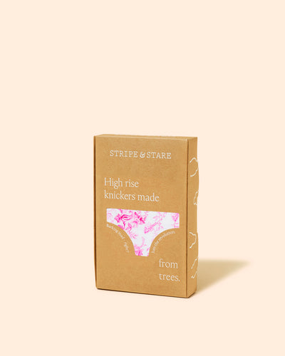 High Rise Knicker - Pink Spring Paisley Stripe & Stare