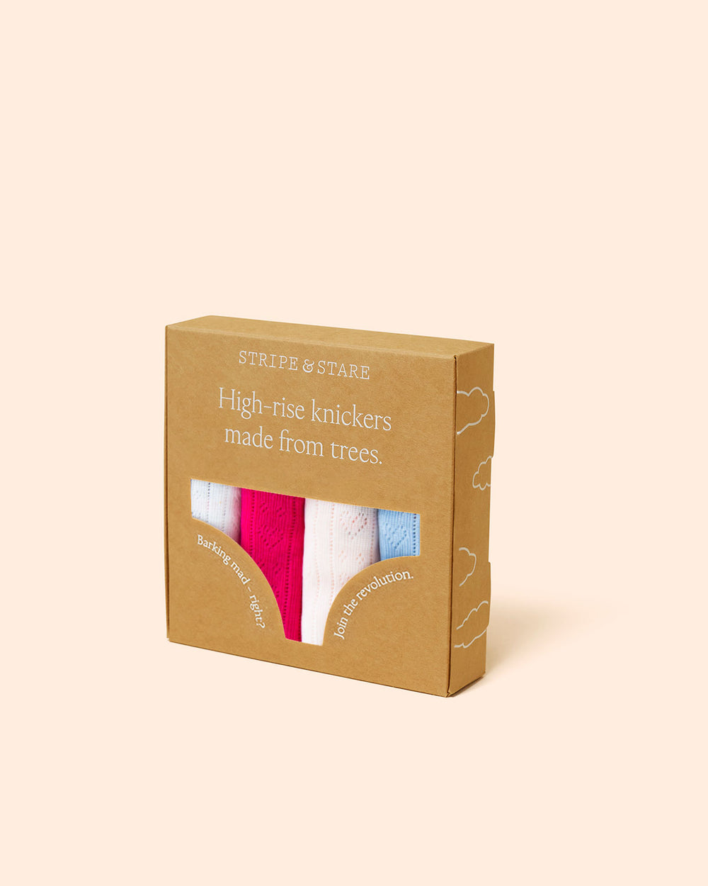 High Rise Knicker Four Pack - Raspberry Pointelle Knit Stripe & Stare®