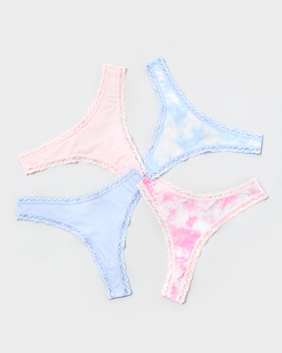 Thong Four Pack - Marshmallow Dyes Stripe & Stare