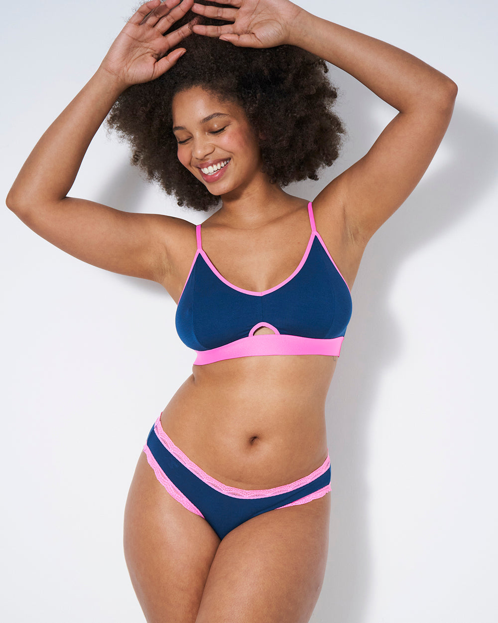 Cut Out Bralette - Midnight Neon Pink