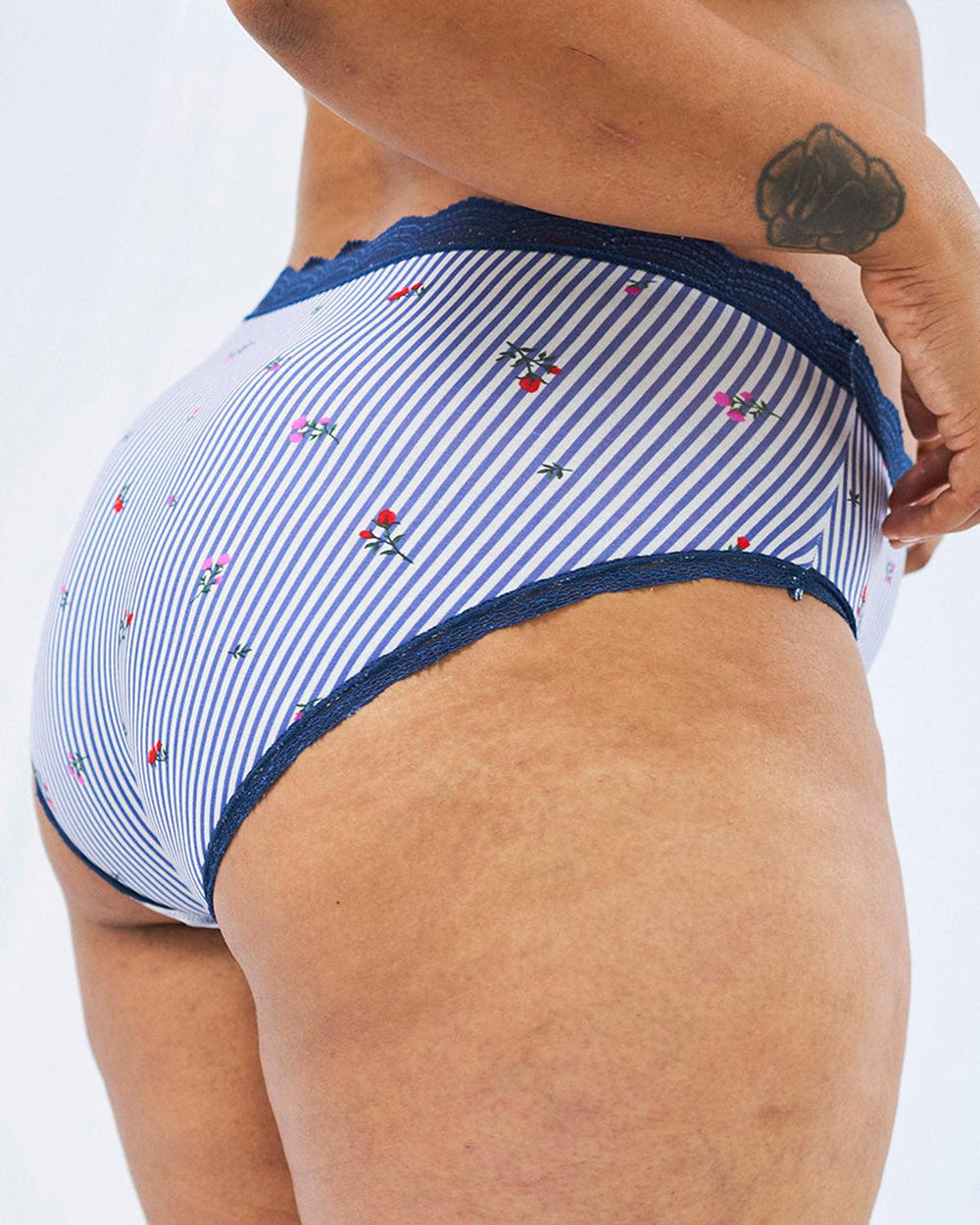 High Rise Knicker - Navy Ditsy Stripe Stripe & Stare