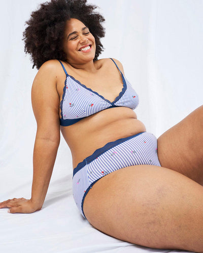 High Rise Knicker - Navy Ditsy Stripe Stripe & Stare