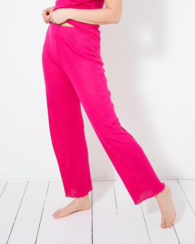 Pointelle Knit Long Pyjama Bottom - Raspberry Stripe & Stare®