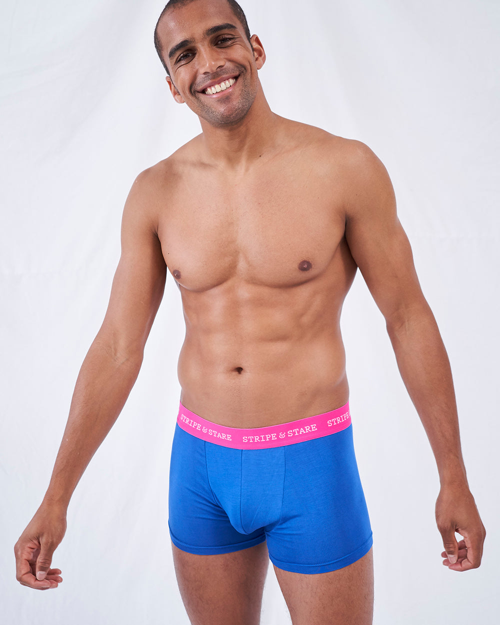 Unisex Boxer - Sapphire & Raspberry Stripe & Stare