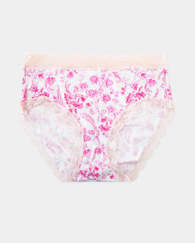 High Rise Knicker - Pink Spring Paisley Stripe & Stare