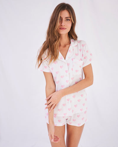 Short Pyjama Set - Sweetheart Stripe & Stare