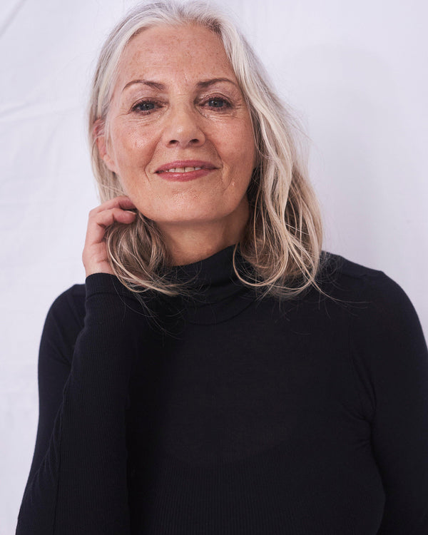 Ribbed Polo Neck - Black Stripe & Stare