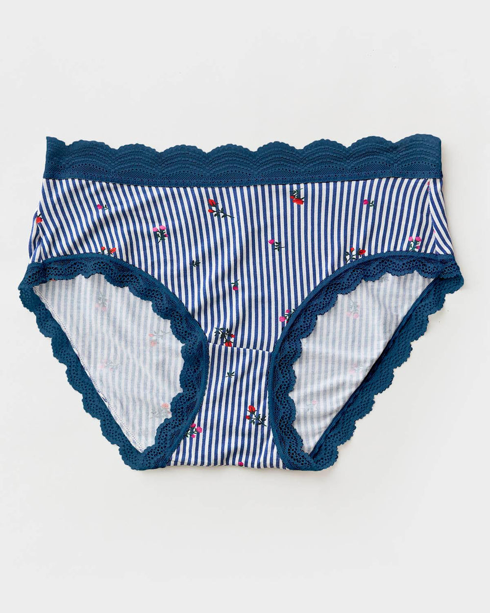 High Rise Knicker - Navy Ditsy Stripe Stripe & Stare