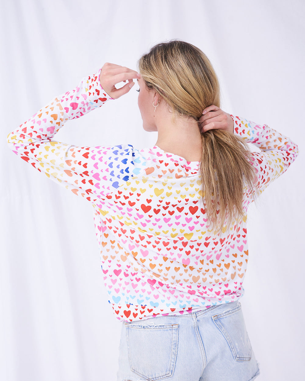 Sweatshirt - Rainbow Hearts Stripe & Stare