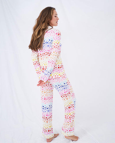 Long Pyjama Set - Rainbow Hearts Stripe & Stare