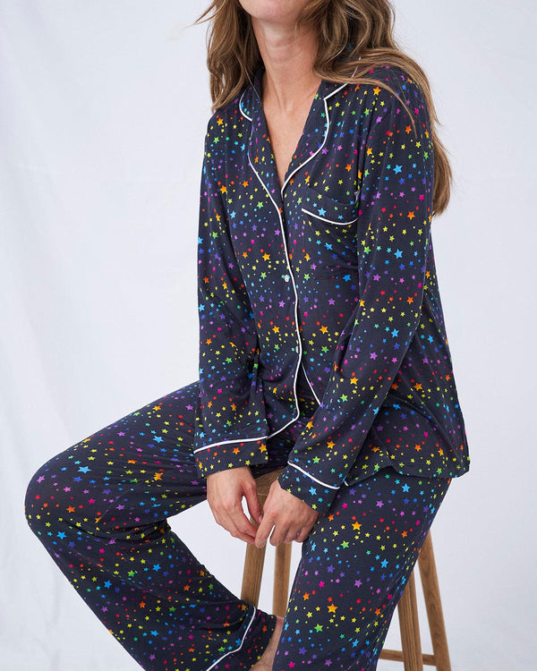 Long Pyjama Set - Rainbow Stars Stripe & Stare